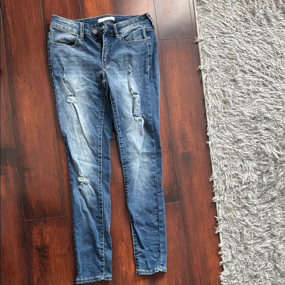 SO Blue Skinny Jeans with Distressed Details